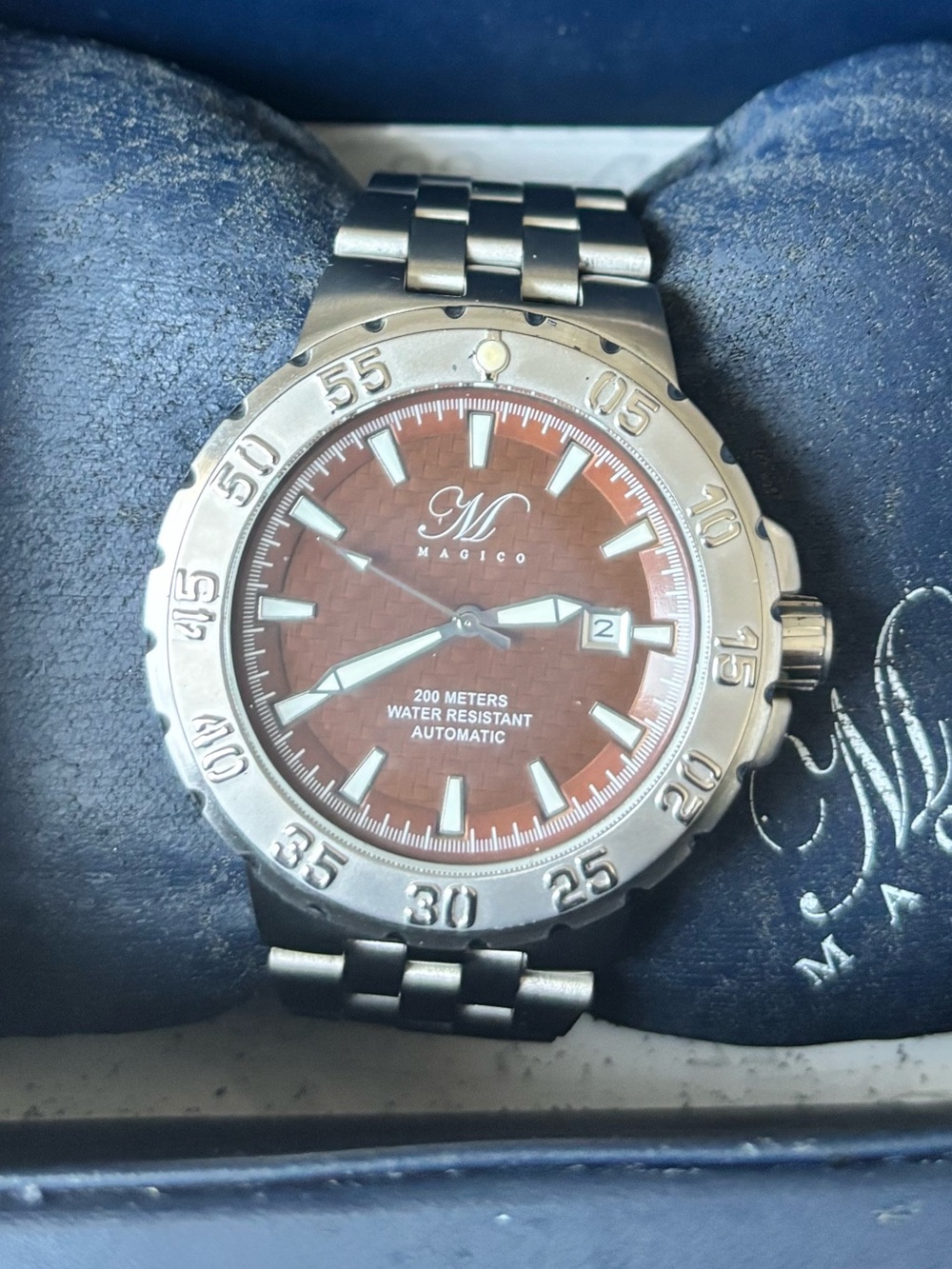 Magico Stainless Steel Automatic Diver Watch with Brown Dial 20001-44 48 mm.